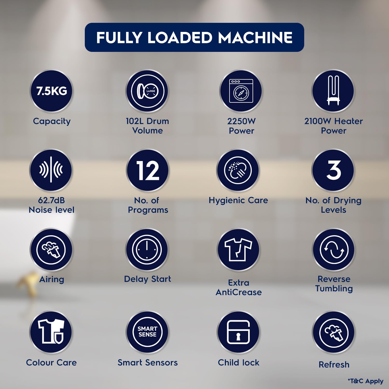 Electrolux 7.5KG Fully Automatic Vented Clothes Dryer Machine, Reverse Tumbling, Smart Sensors, Colour Care, Drying Only EDV754H3WB