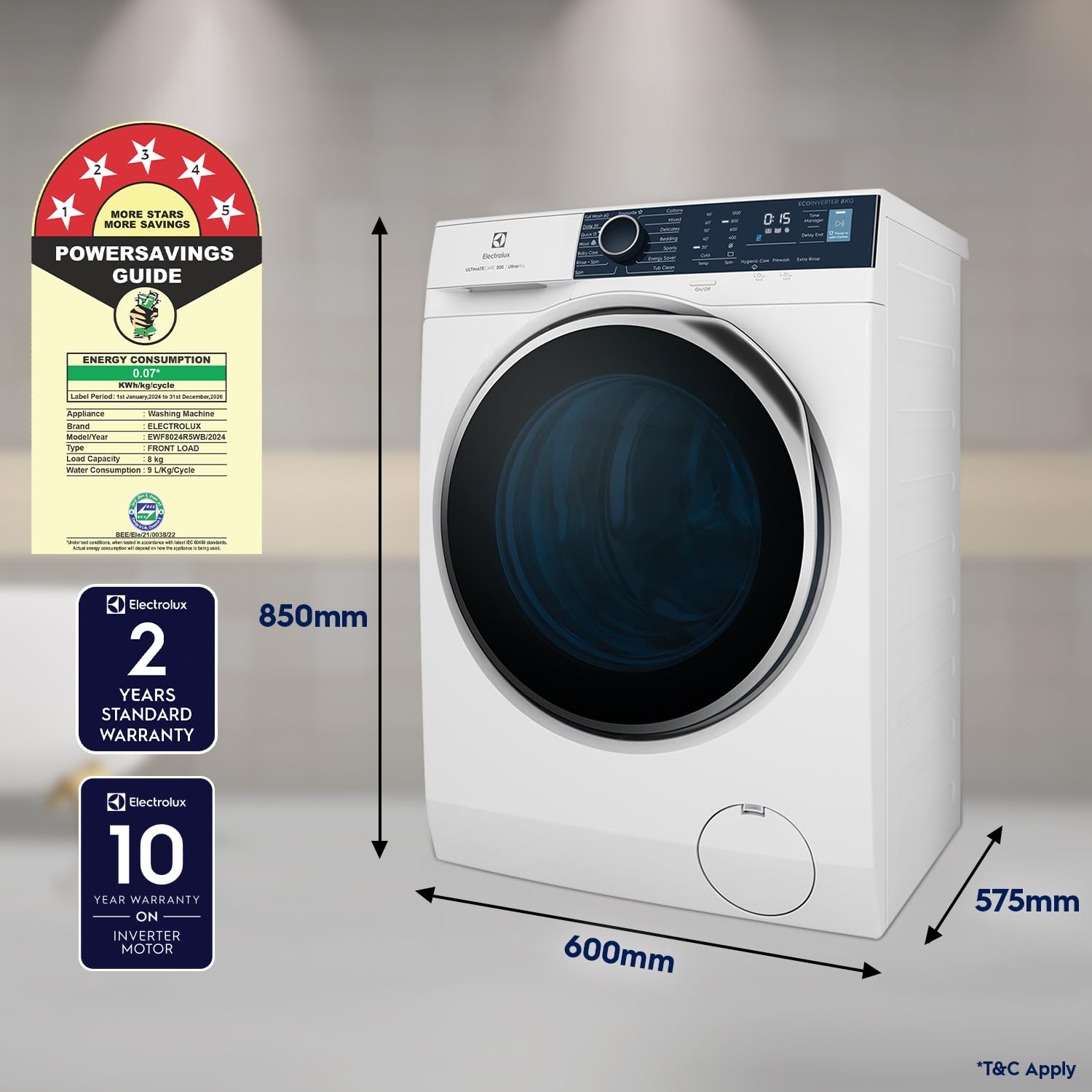Electrolux 8Kg, 9Kg Front Load Washing Machine | Smart Fabric Care |