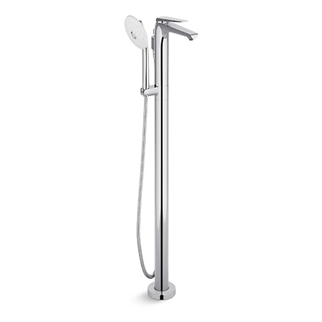 kohler-Floor Mount Bath Tub Filler With Handshower In Polished Chrome