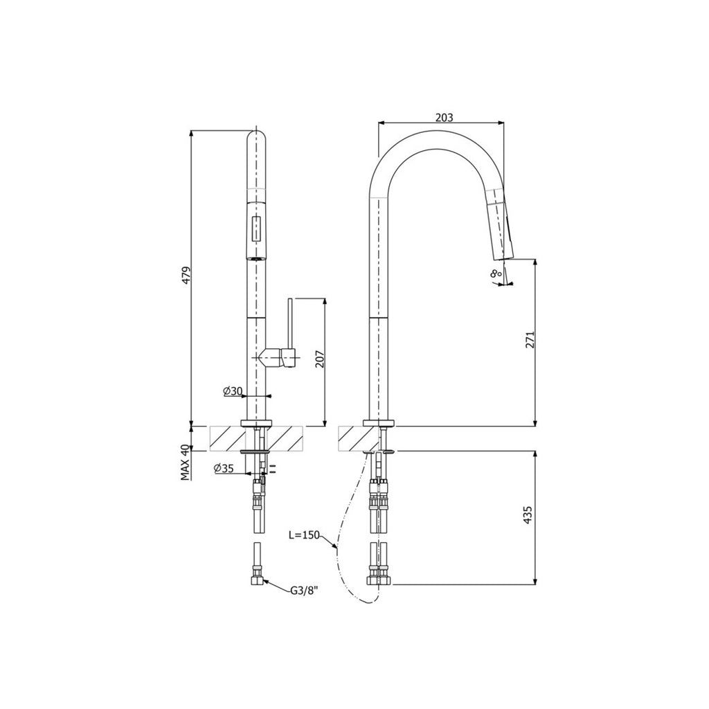 Hafele Slim Blanco kitchen faucet