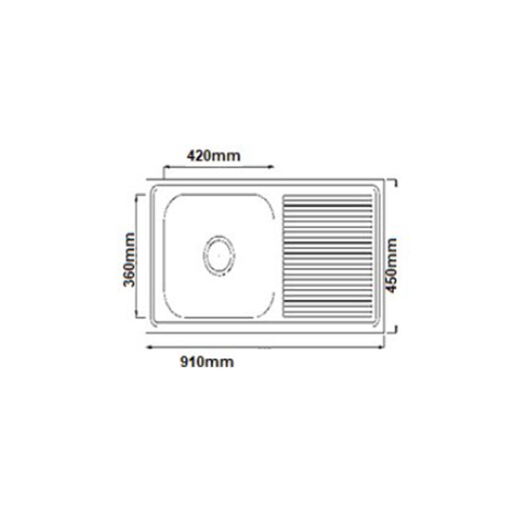 DURA SINGLE  BOWL WITH DRAIN BOARD SQUARE SERIES