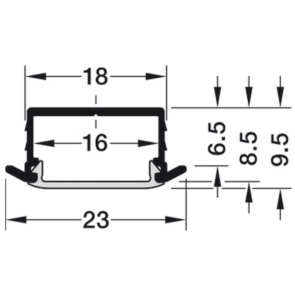 Hafele Strip Light Profile for recess mounting