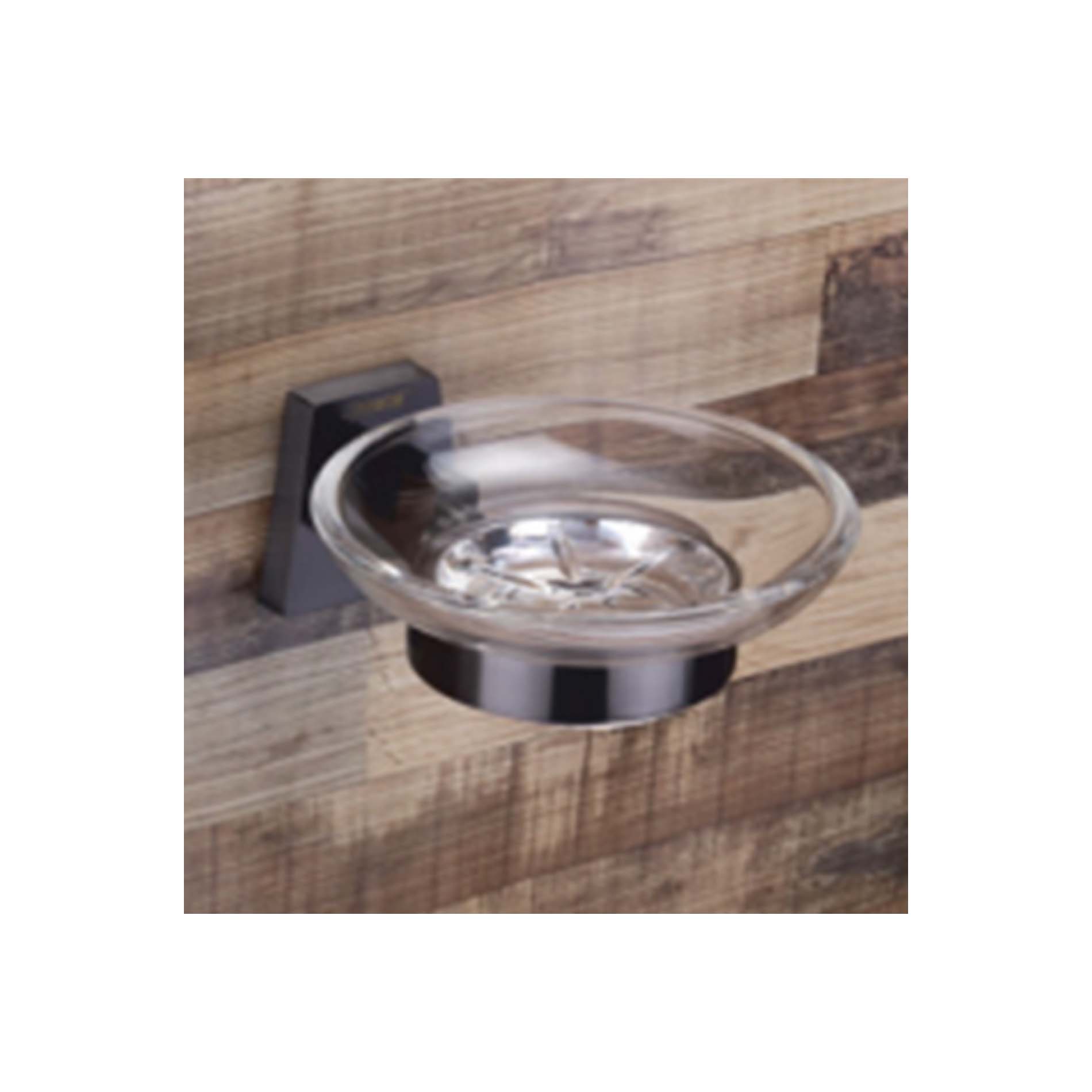 OLIVIA GRAPHITE BLACK - GLASS SOAP DISH