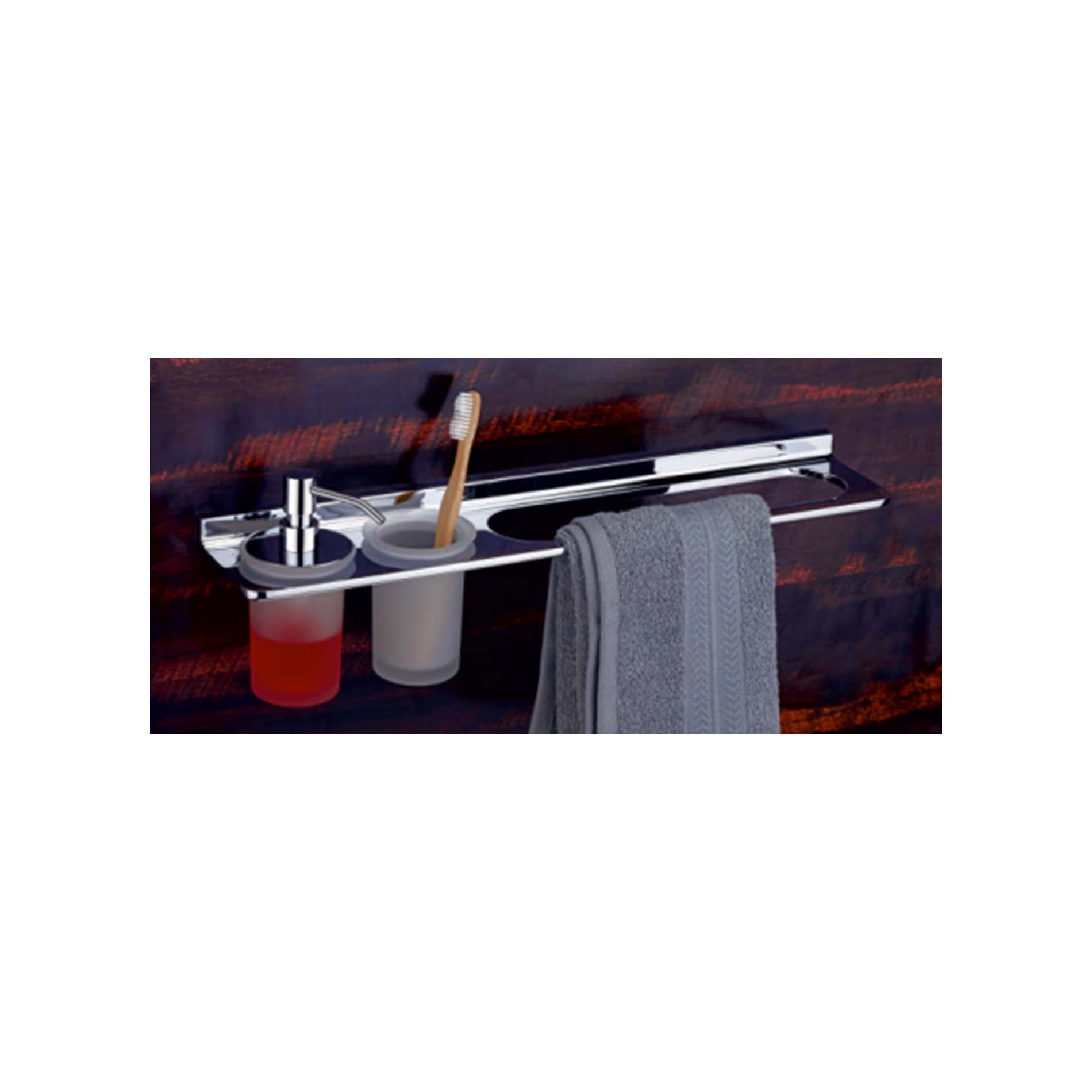 CONCRO -  TUMBLER HOLDER + LIQUID SOAP DISPENSER + TOWEL BAR