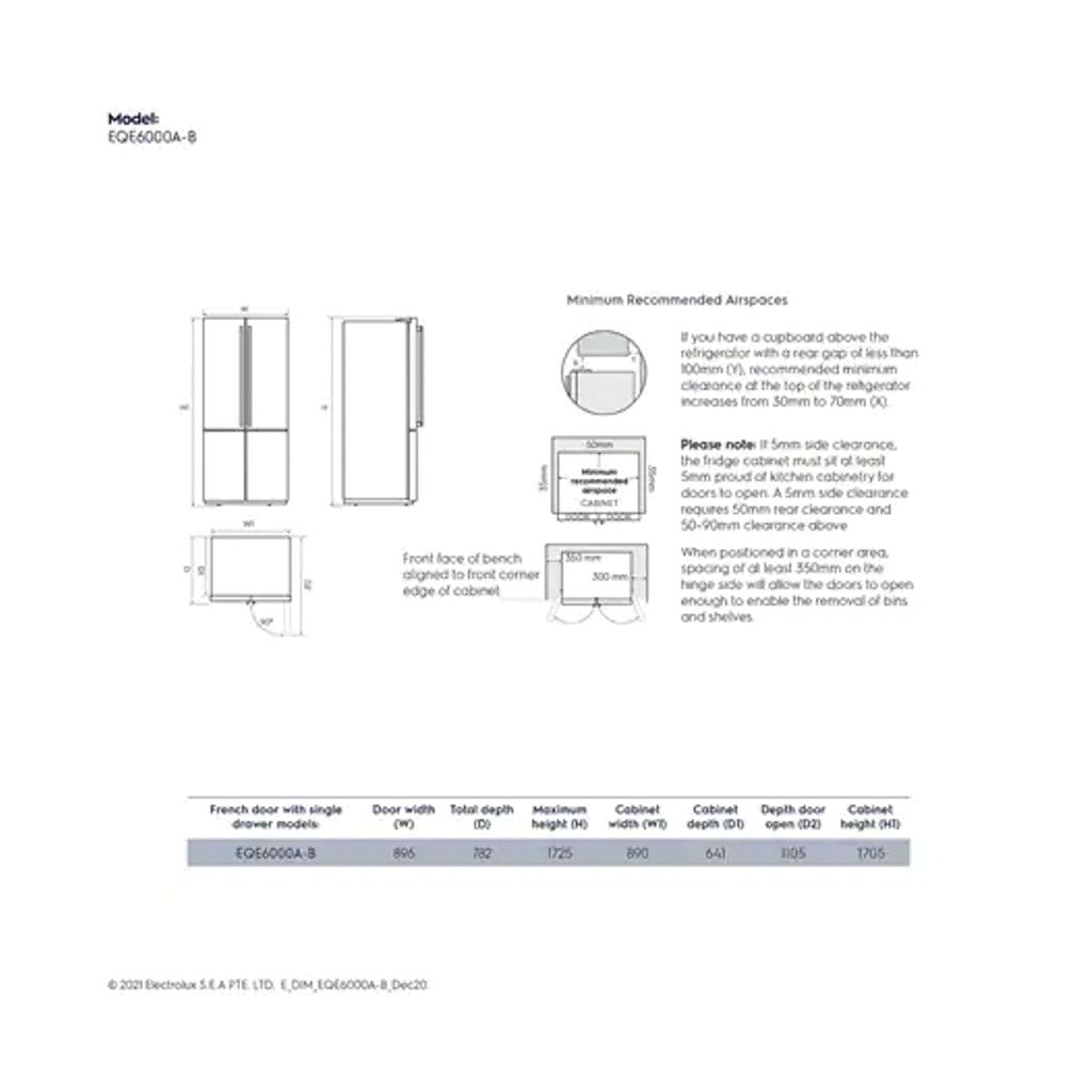 Electrolux 600L UltimateTaste 700 french door refrigerator