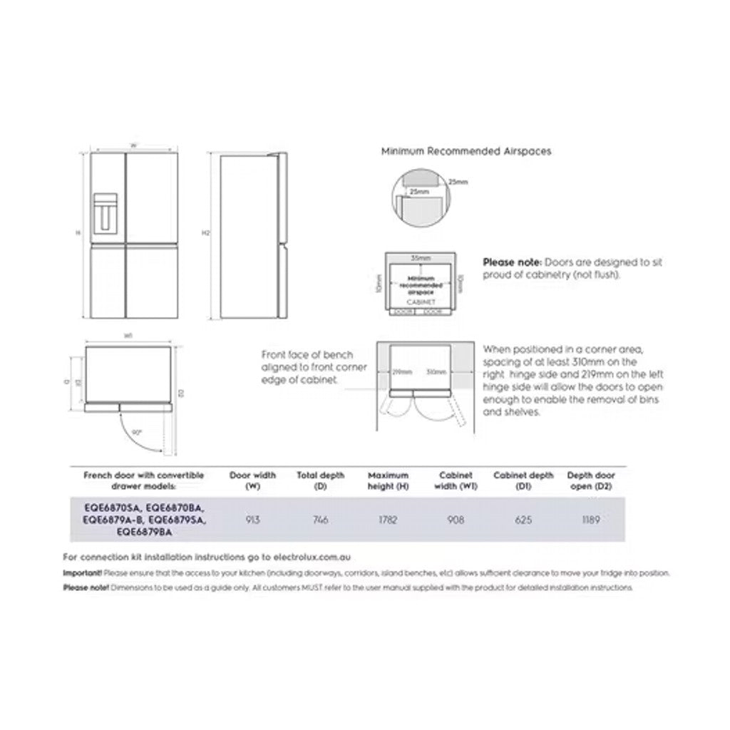 Electrolux 680L UltimateTaste 900 french door refrigerator