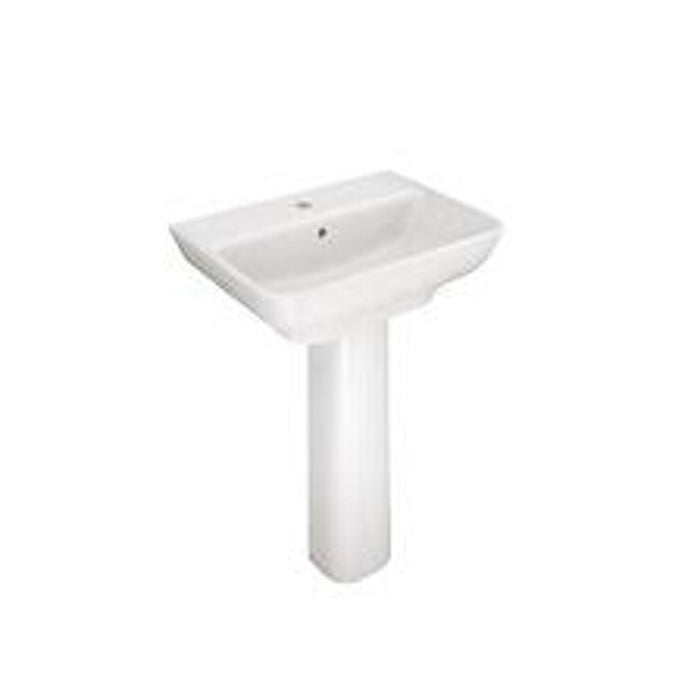 Kohler-550mm wall mount pedestal basin with single faucet hole in white