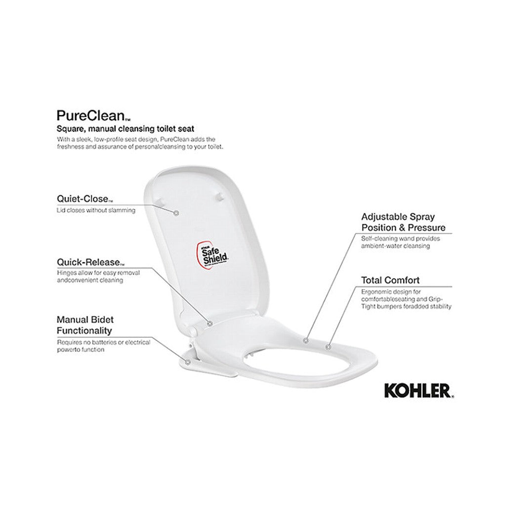 Kohler-Pureclean  Manual Bidet Seat (square)