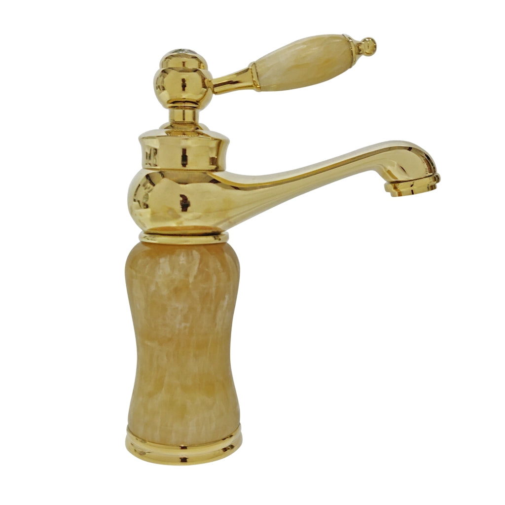 Toyo 1067 Golden & Yellow Onyx Single Lever Brass Basin Mixers