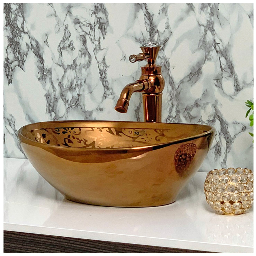 Toyo showroom/shop near me sarjapur road, sarjapur road toyo showroom/shop, wash basin showroom sarjapur road, sarjapur road wash basin showroom, new designer wash basin, premium wash basin, low price wash basin, multi colour wash basin, Toyo 194 Full Rose Gold Wash basin