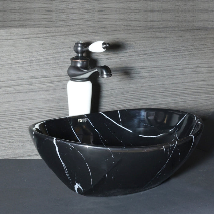 Toyo 198 Black Marble Glossy Wash Basin