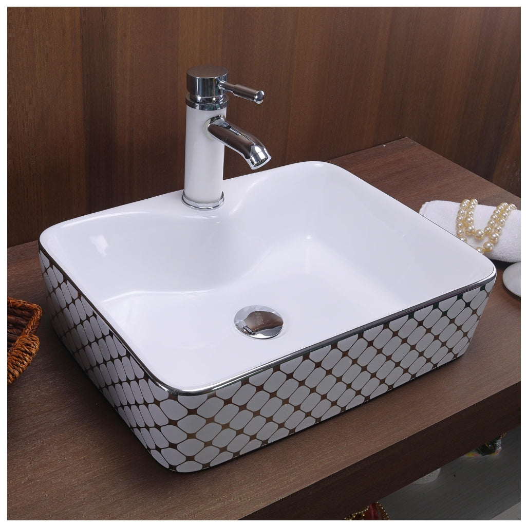 Toyo 416 White & Silver Wash Basin