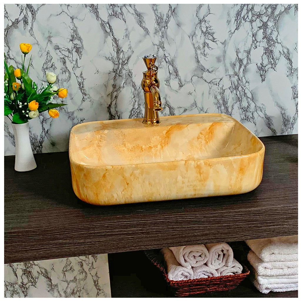 Toyo 457 Yellow Marble Glossy Wash Basin