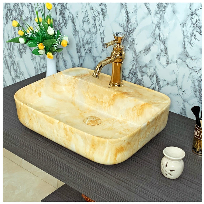 Toyo 457 Yellow Marble Glossy Wash Basin