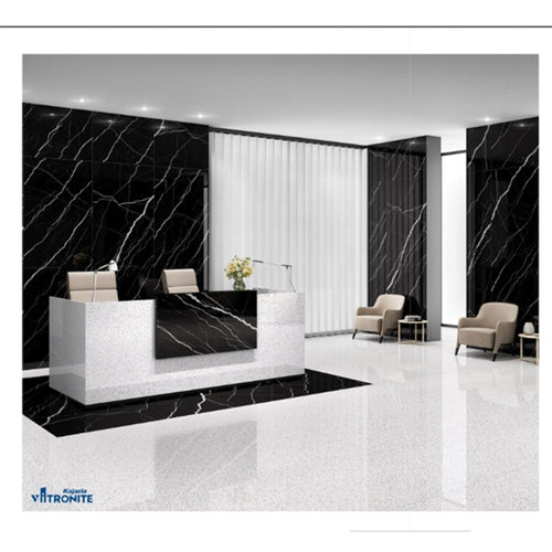 Black Marquina Kajaria Vitronite Tile
