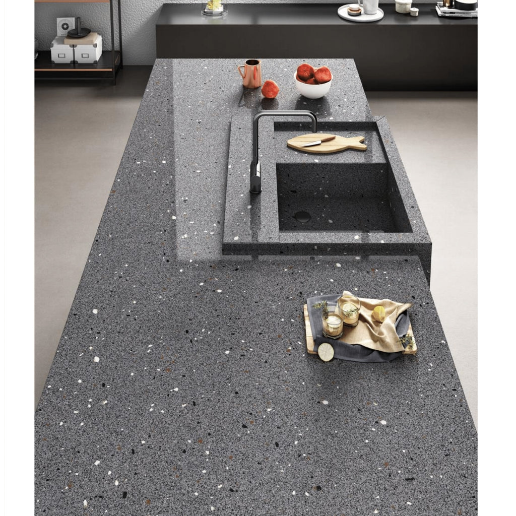 Terrazzo Dark Grey Kajaria Vitronite Tile