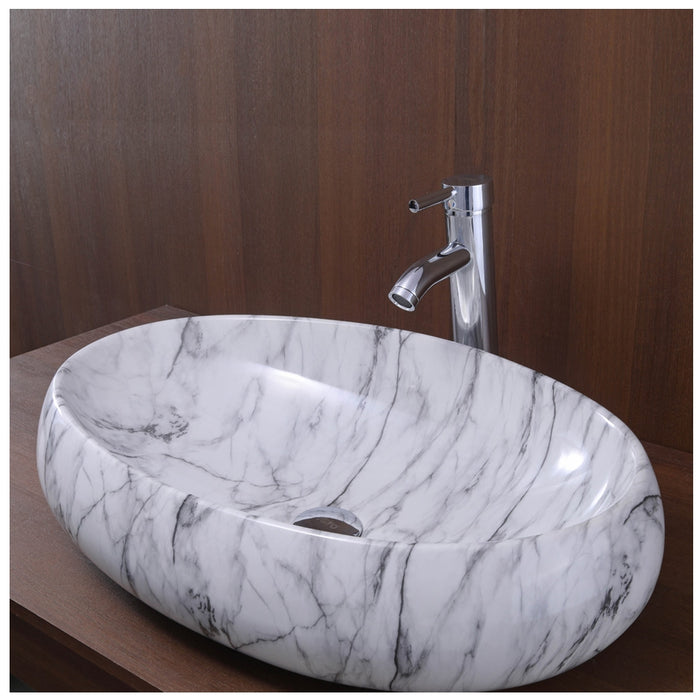 Toyo 113 White Marble Glossy Wash Basin