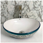 Toyo showroom/shop near me sarjapur road, sarjapur road toyo showroom/shop, wash basin showroom sarjapur road, sarjapur road wash basin showroom, new designer wash basin, premium wash basin, low price wash basin, multi colour wash basin, Toyo 193 White & Blue Wash Basin