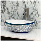 Toyo showroom/shop near me sarjapur road, sarjapur road toyo showroom/shop, wash basin showroom sarjapur road, sarjapur road wash basin showroom, new designer wash basin, premium wash basin, low price wash basin, multi colour wash basin, Toyo 193 White & Blue Wash Basin