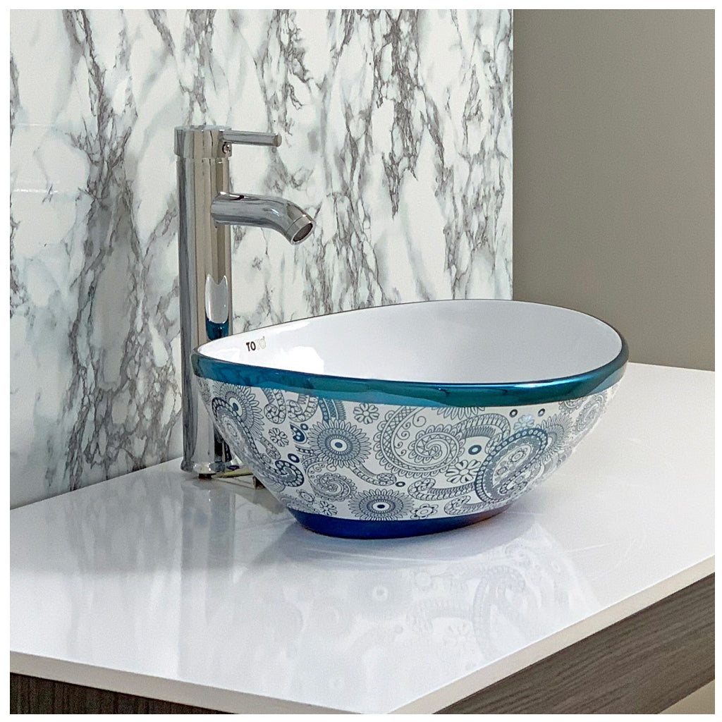 Toyo showroom/shop near me sarjapur road, sarjapur road toyo showroom/shop, wash basin showroom sarjapur road, sarjapur road wash basin showroom, new designer wash basin, premium wash basin, low price wash basin, multi colour wash basin, Toyo 193 White & Blue Wash Basin