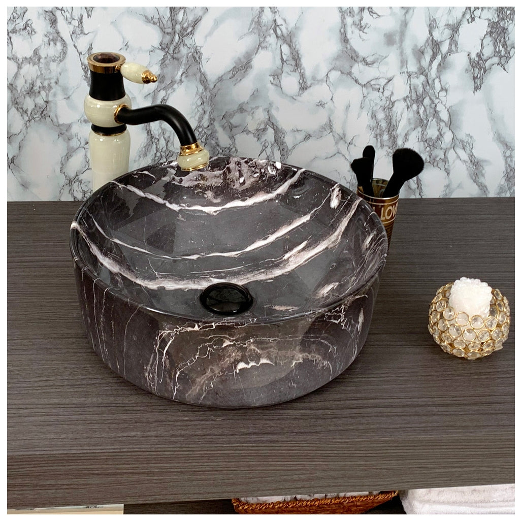 Toyo 252 Black Marble Glossy Wash Basin