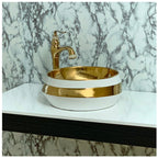Toyo 266 White & Golden Wash Basin