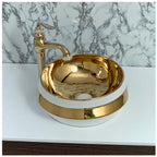 Toyo 266 White & Golden Wash Basin