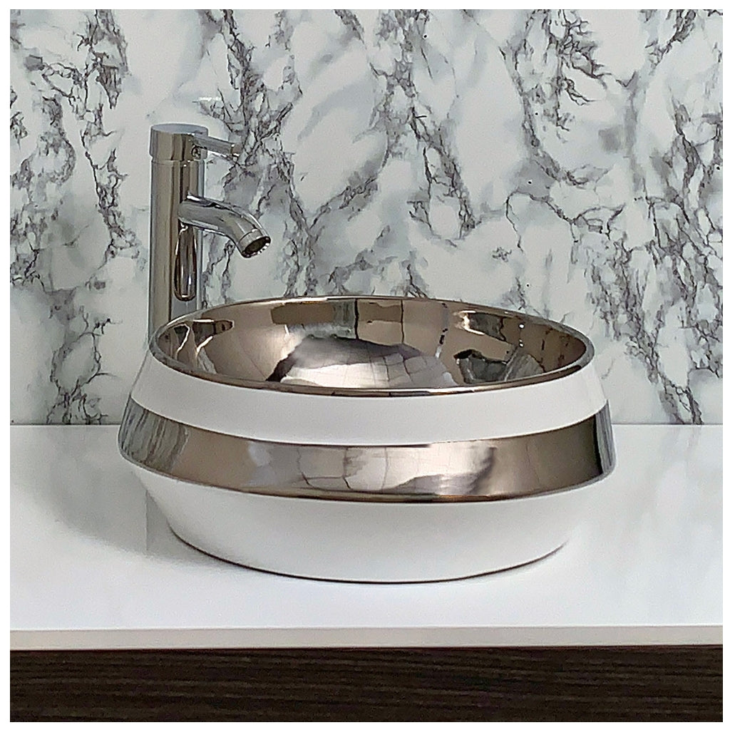 Toyo 267 White & Silver Wash Basin