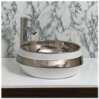 Toyo 267 White & Silver Wash Basin