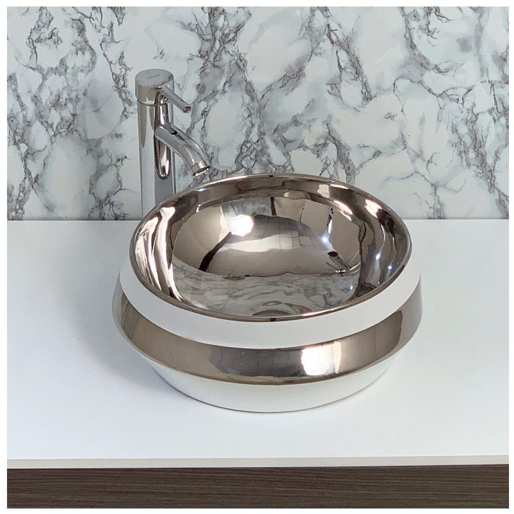 Toyo 267 White & Silver Wash Basin