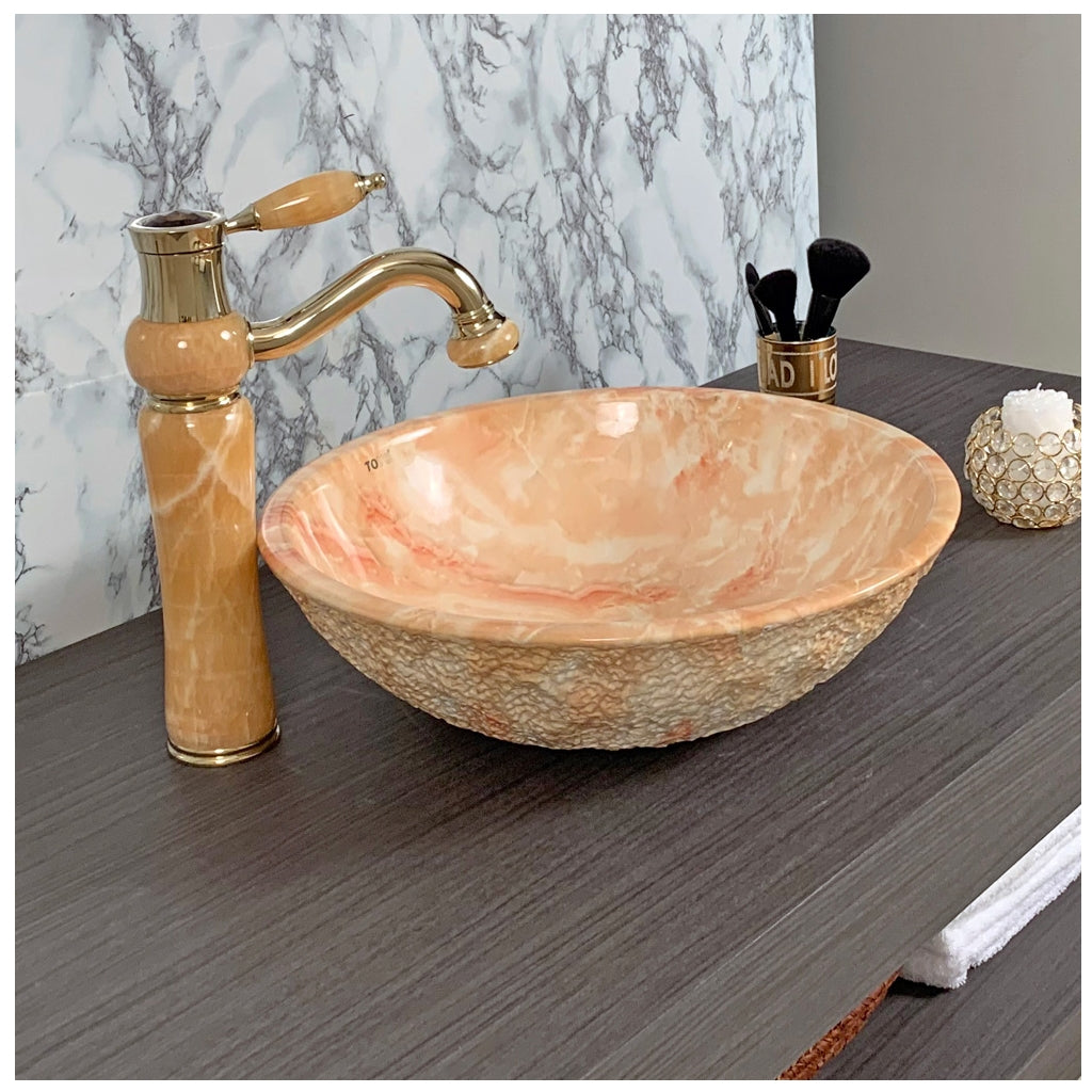 Toyo 321 Orange Marble Glossy (Rock Finish) Wash Basin