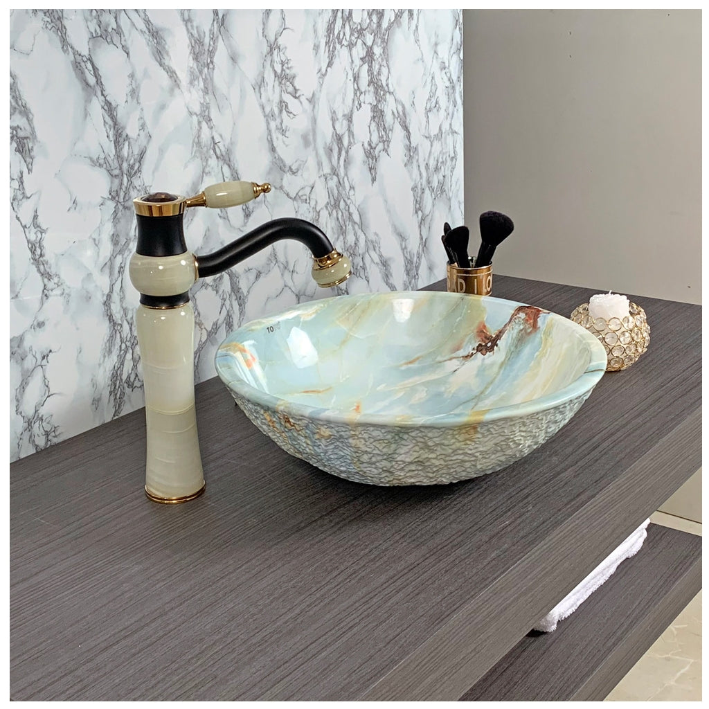 Toyo 322 Sky Blue Marble Glossy (Rock Finish) Wash Basin