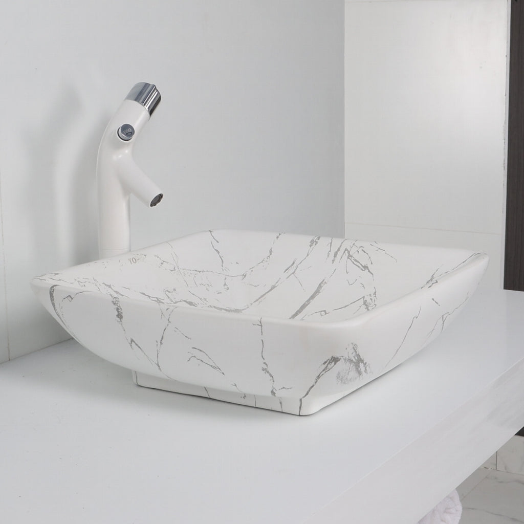Toyo 341 White Marble Matt Wash Basin
