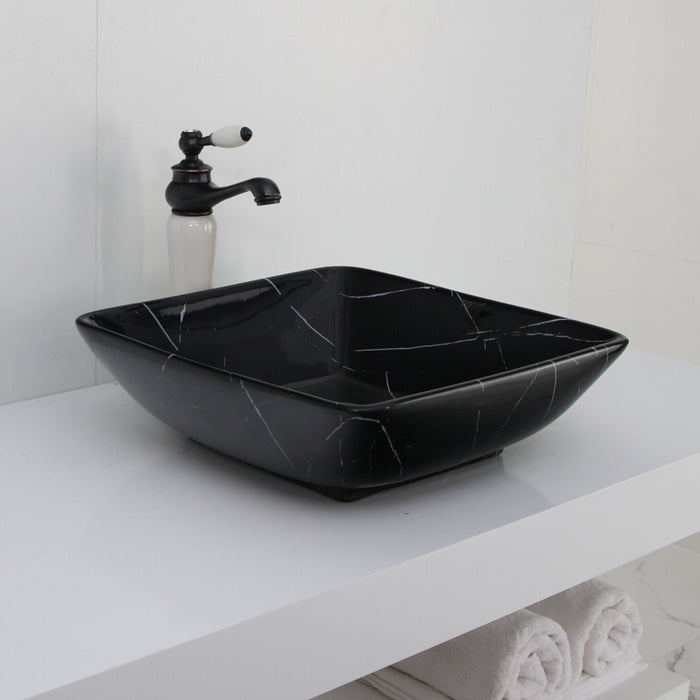 Toyo 342 Black Marble Glossy Wash Basin