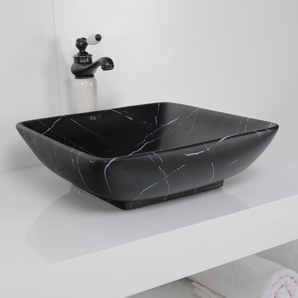 Toyo 343 Black Marble Matt Wash Basin