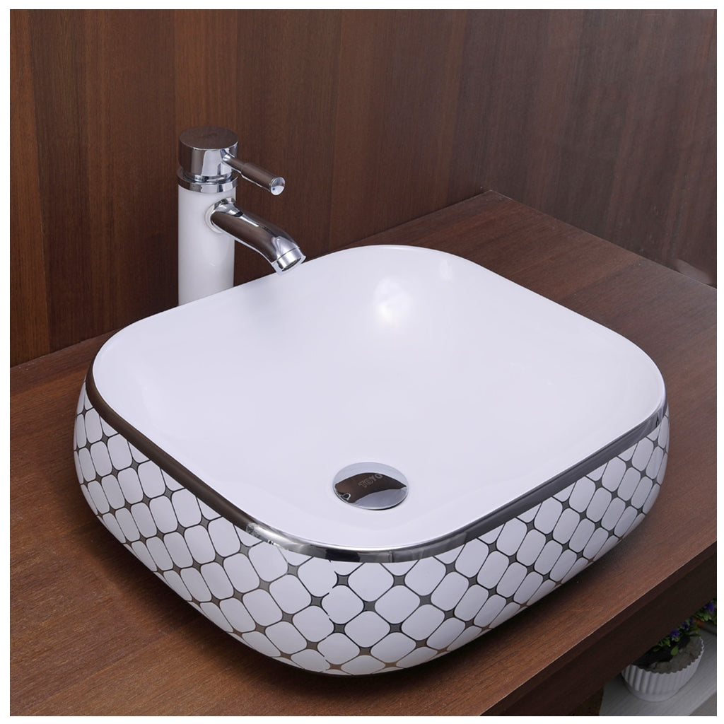 Toyo 363 White & Silver Wash Basin