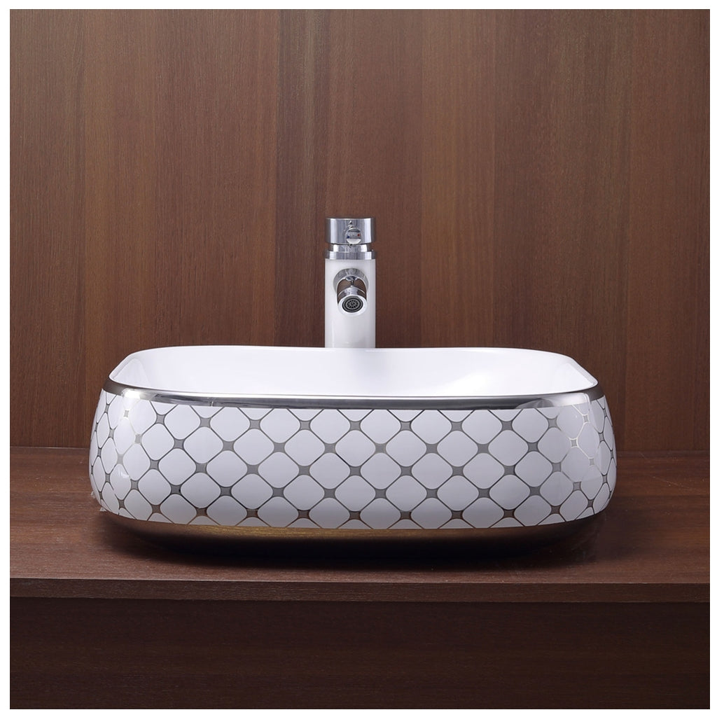 Toyo 363 White & Silver Wash Basin