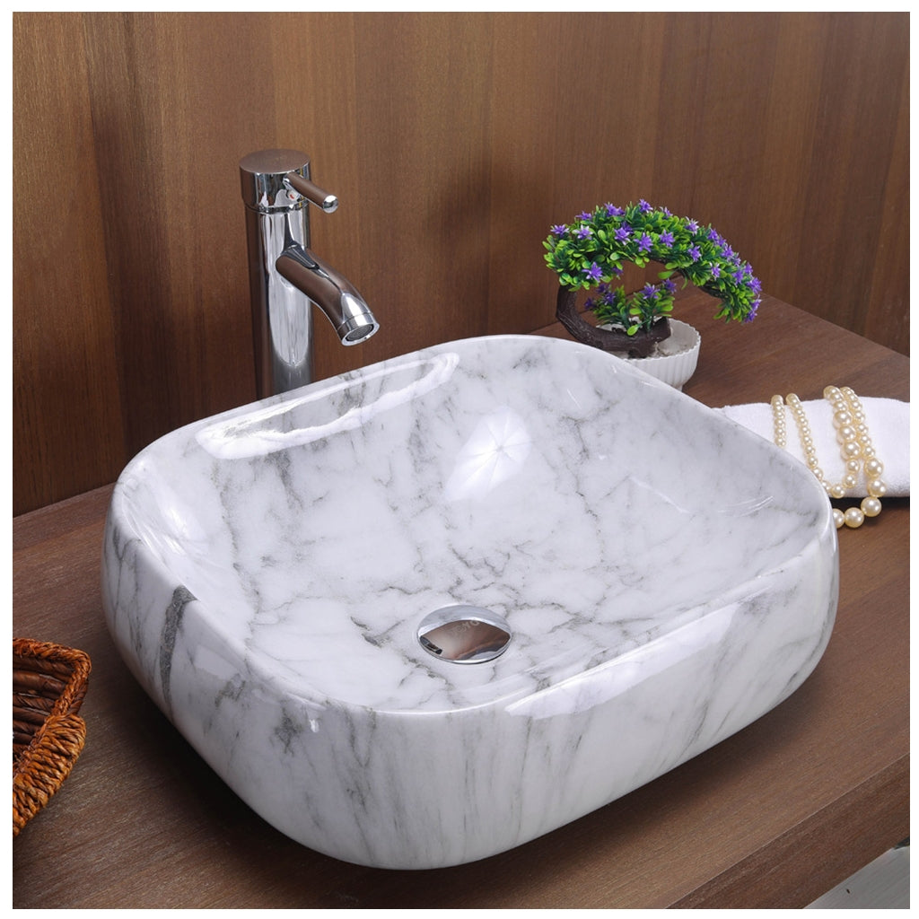 Toyo 364 White Marble Glossy Wash Basin