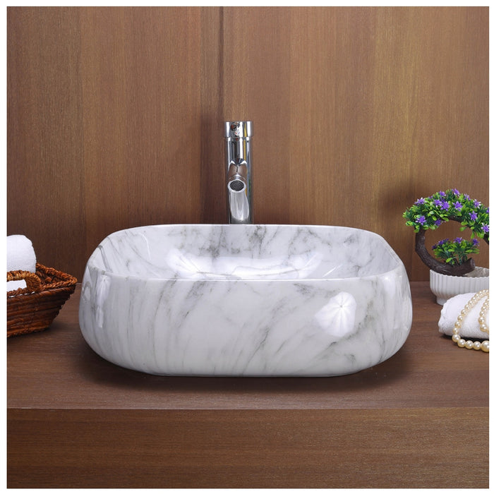 Toyo 364 White Marble Glossy Wash Basin