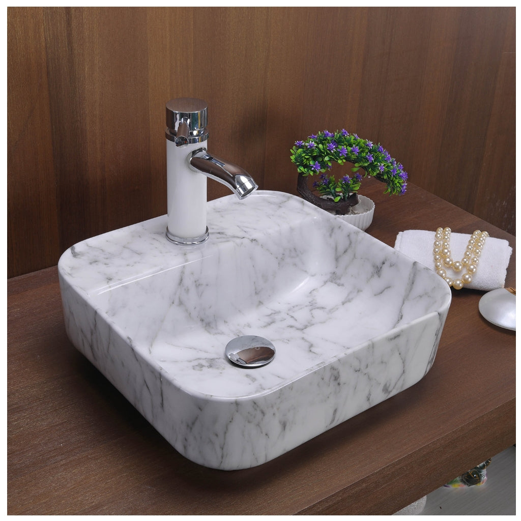Toyo 374 White Marble Matt Wash Basin