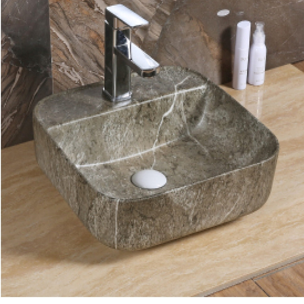 Toyo 376 Dark Grey Marble Glossy Wash Basin
