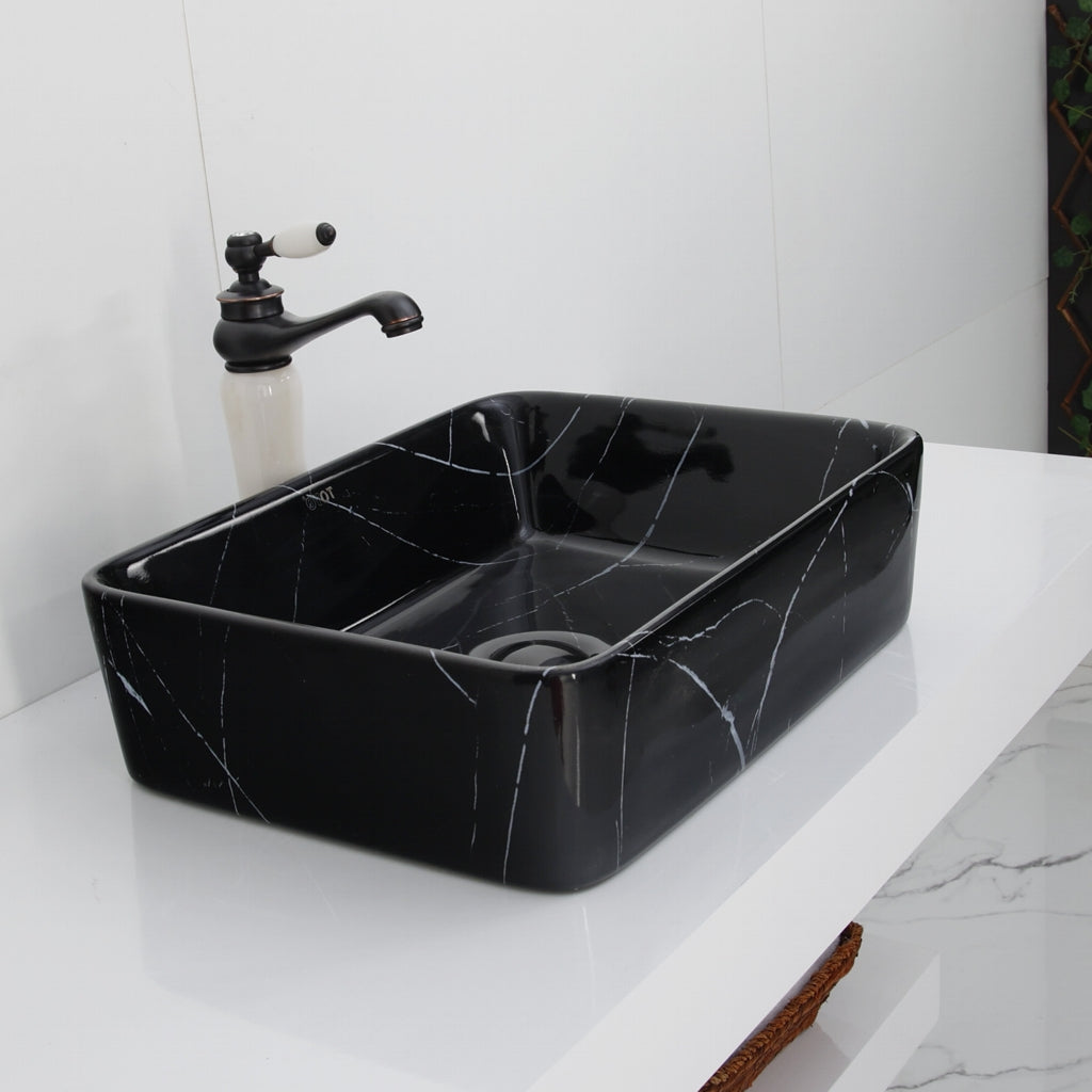 Toyo 394 Black Marble Glossy Wash Basin
