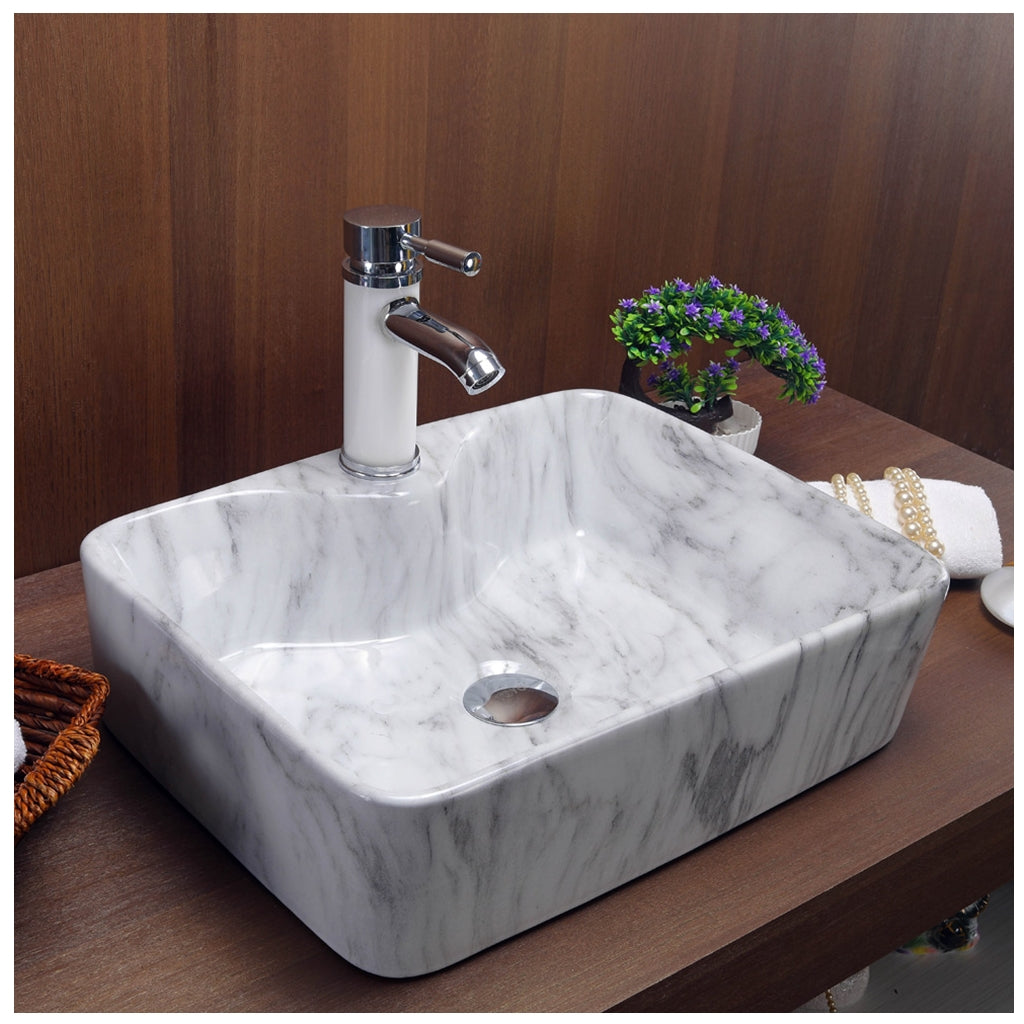 Toyo 421 White Marble Glossy Wash Basin