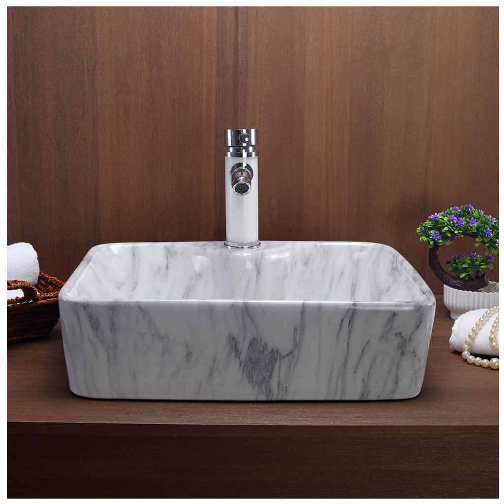Toyo 421 White Marble Glossy Wash Basin