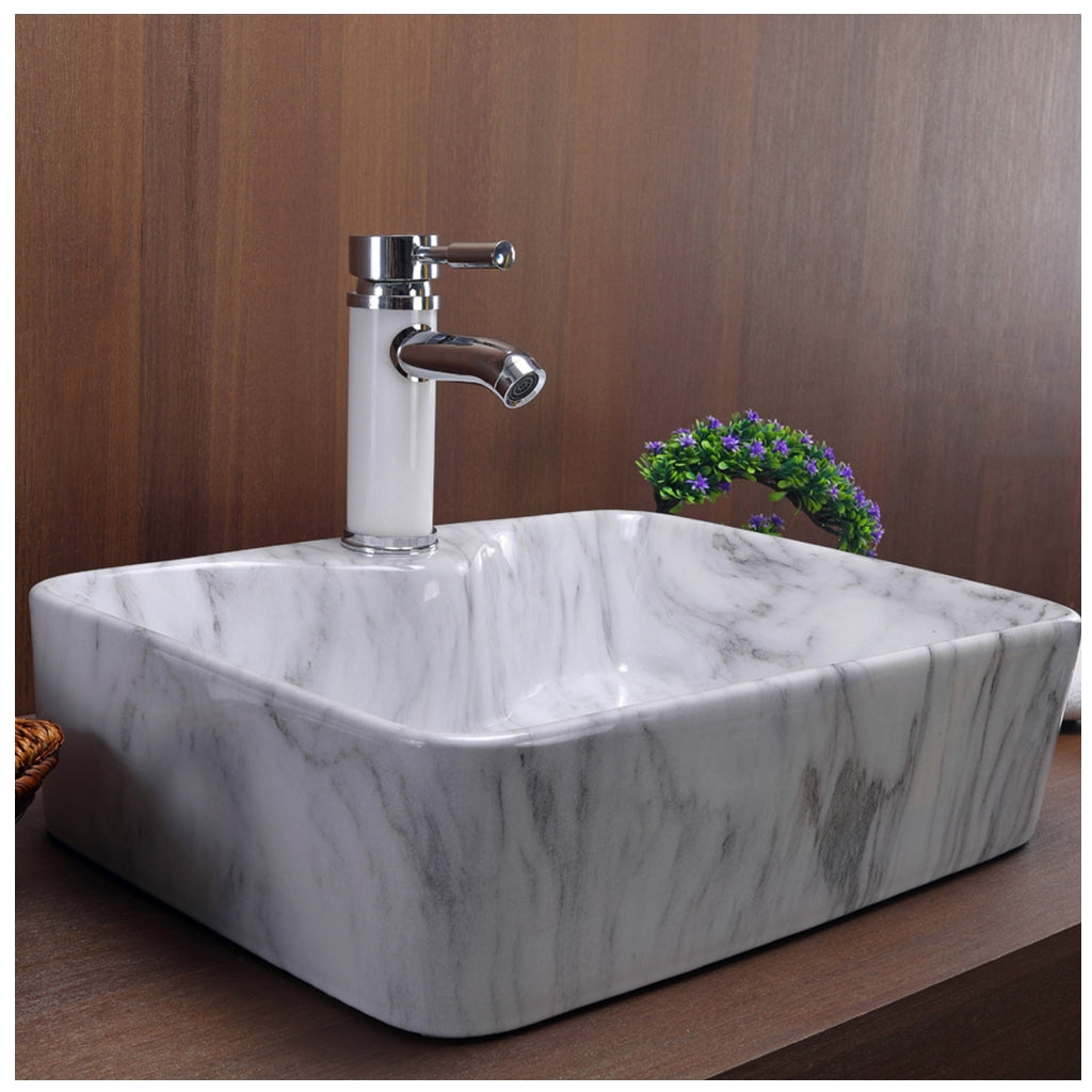 Toyo 421 White Marble Glossy Wash Basin