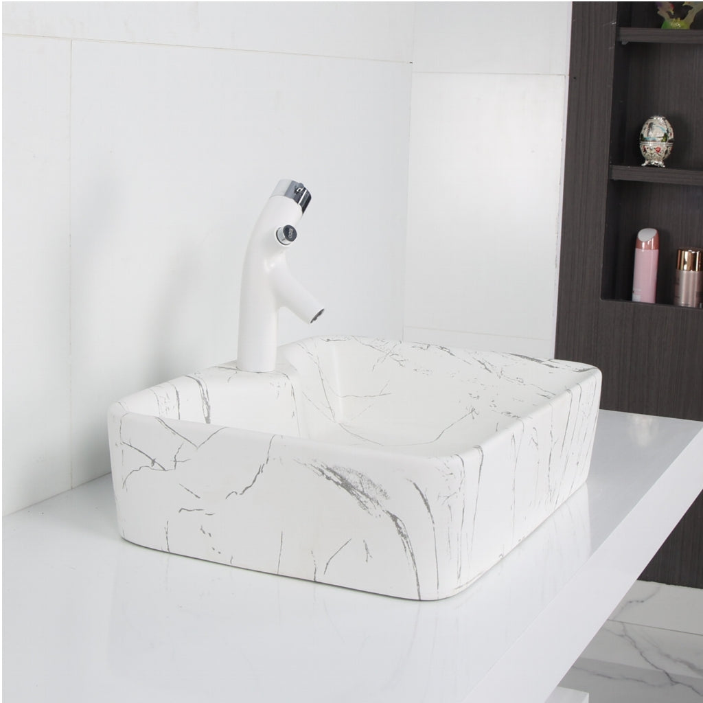 Toyo 422 White Marble Matt Wash Basin