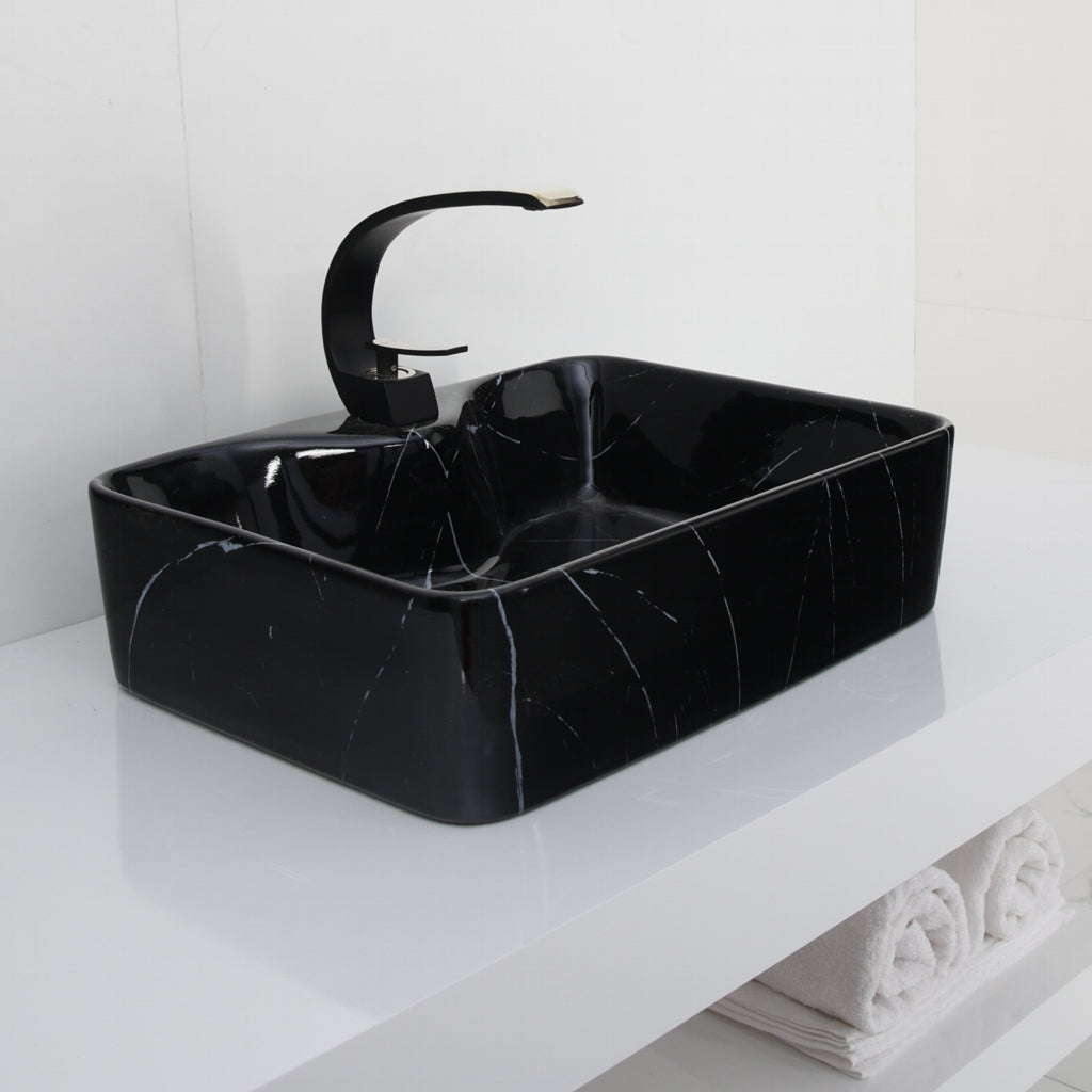 Toyo 423 Black Marble Glossy Wash Basin