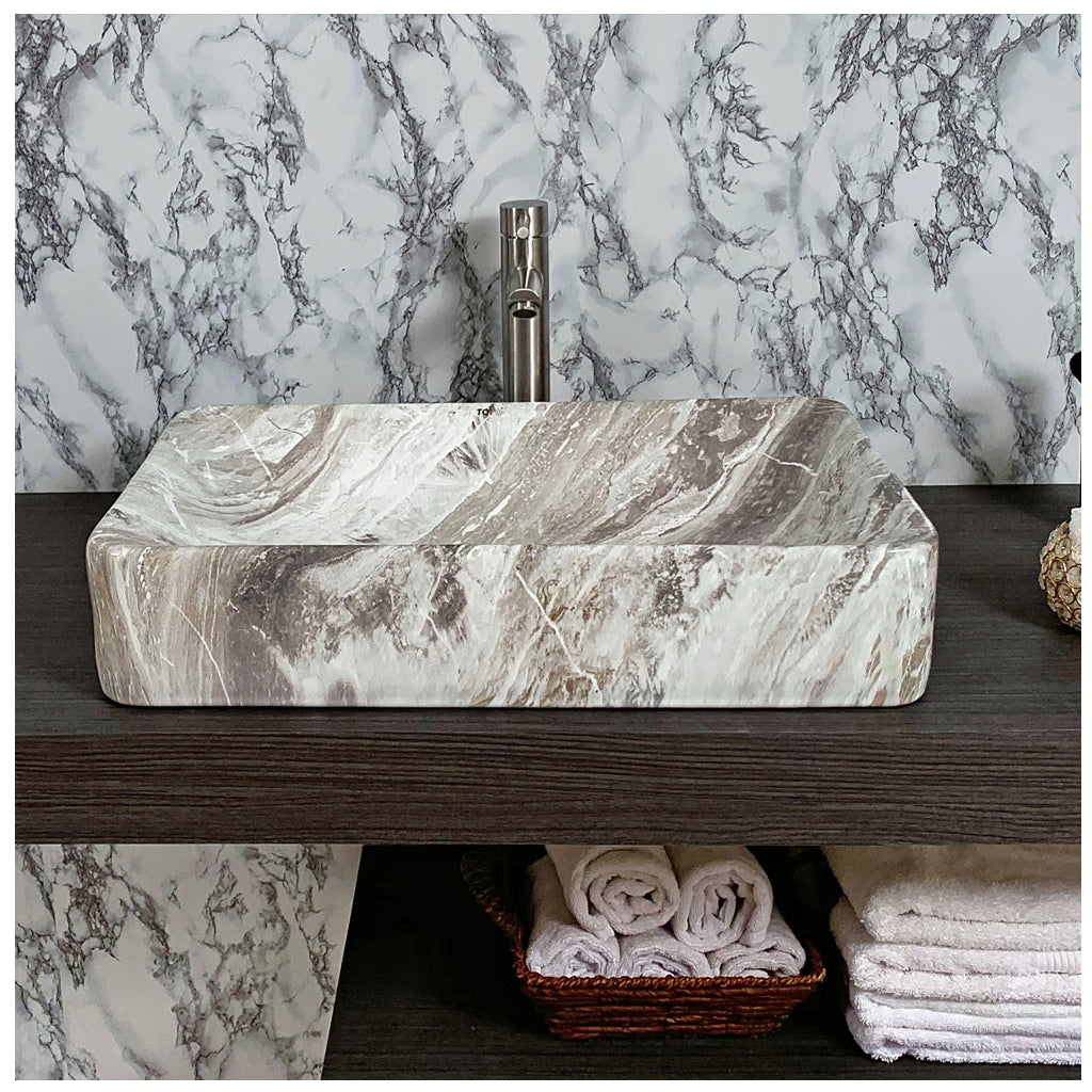 Toyo 441 White Marble Glossy Wash Basin