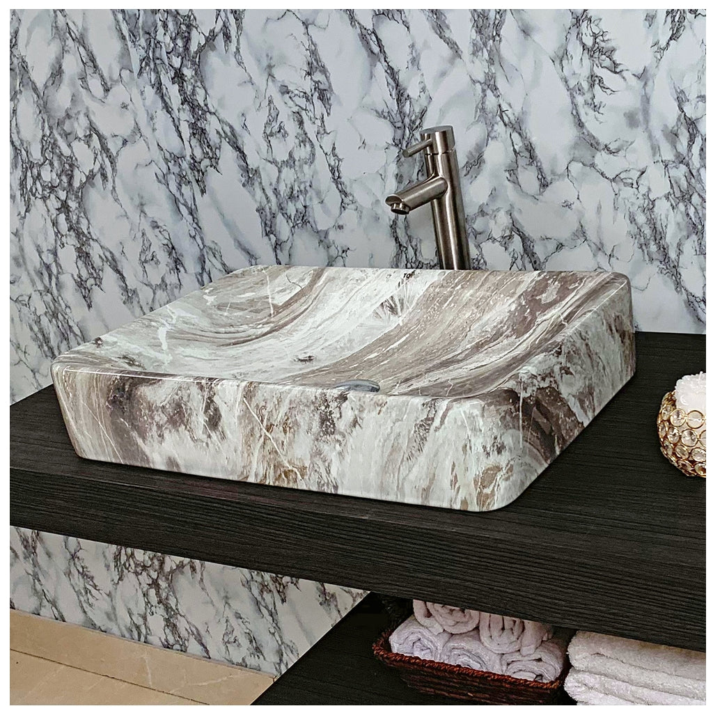 Toyo 441 White Marble Glossy Wash Basin