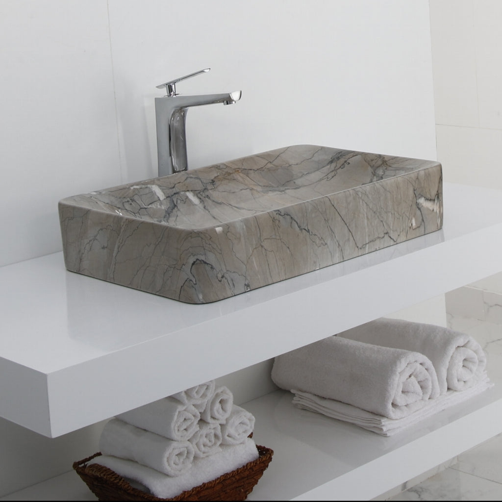 Toyo 446 Light Grey Marble Glossy Wash Basin